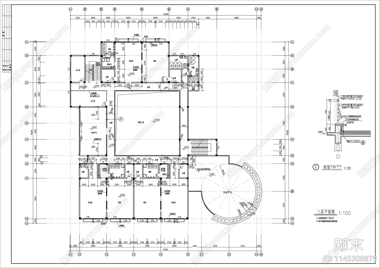 框架结构幼儿园建筑结构cad施工图下载【ID:1145309879】