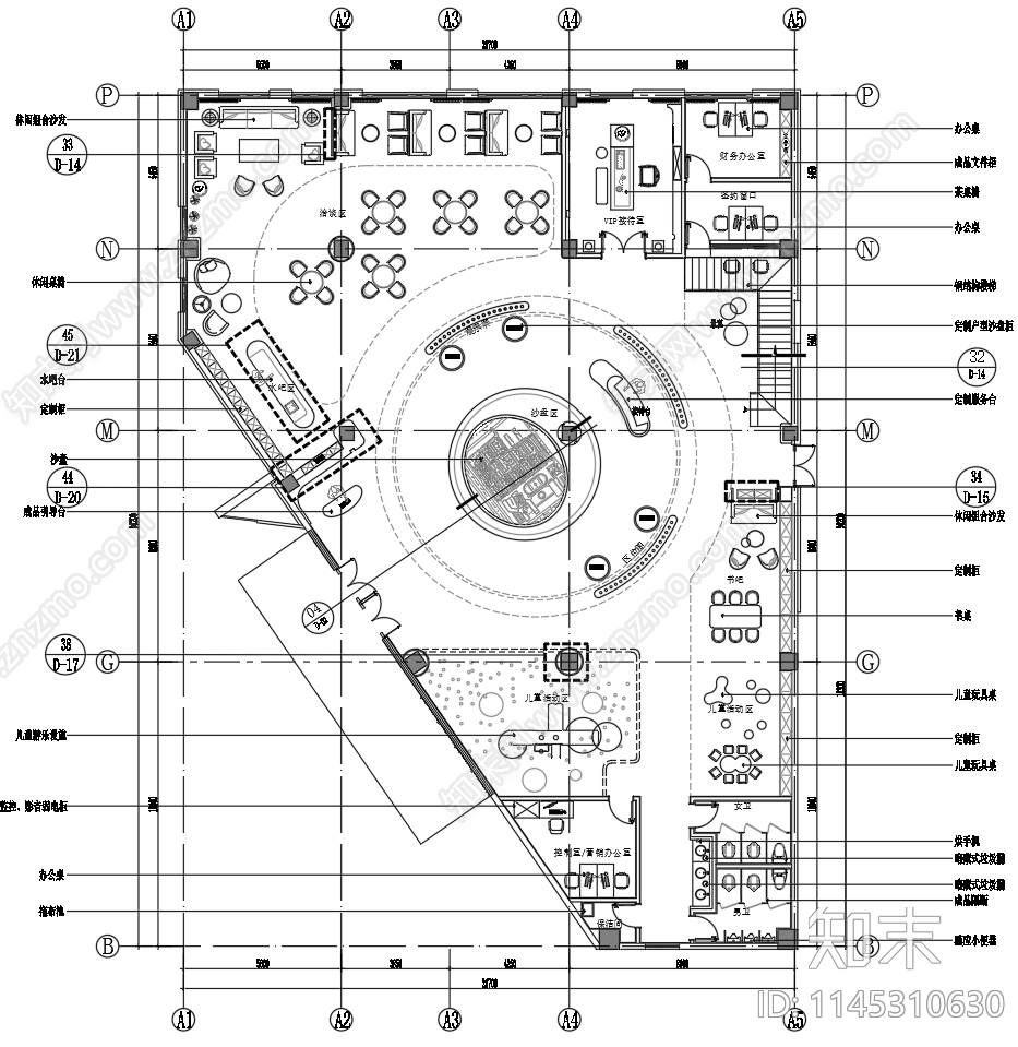 某售楼处室内cad施工图下载【ID:1145310630】