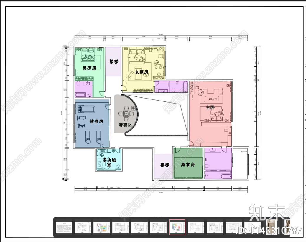 loft室内cad施工图下载【ID:1145310787】