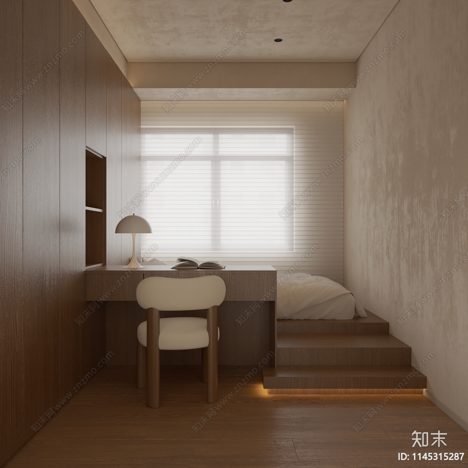 现代榻榻米卧室3D模型下载【ID:1145315287】