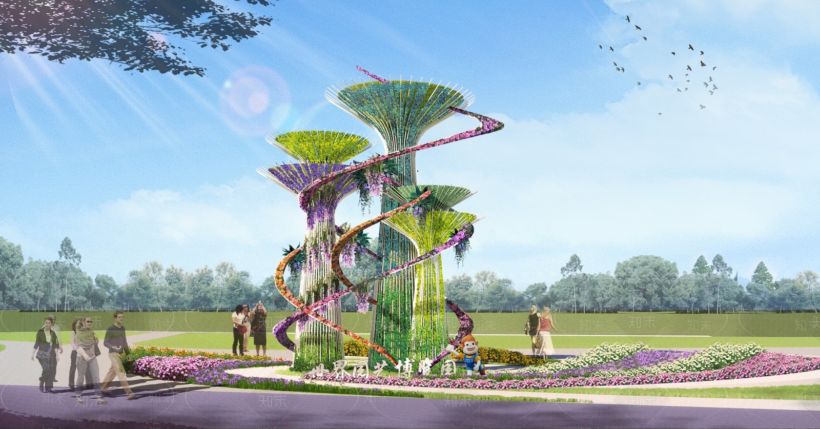 现代景观花柱SU模型下载【ID:1145449689】