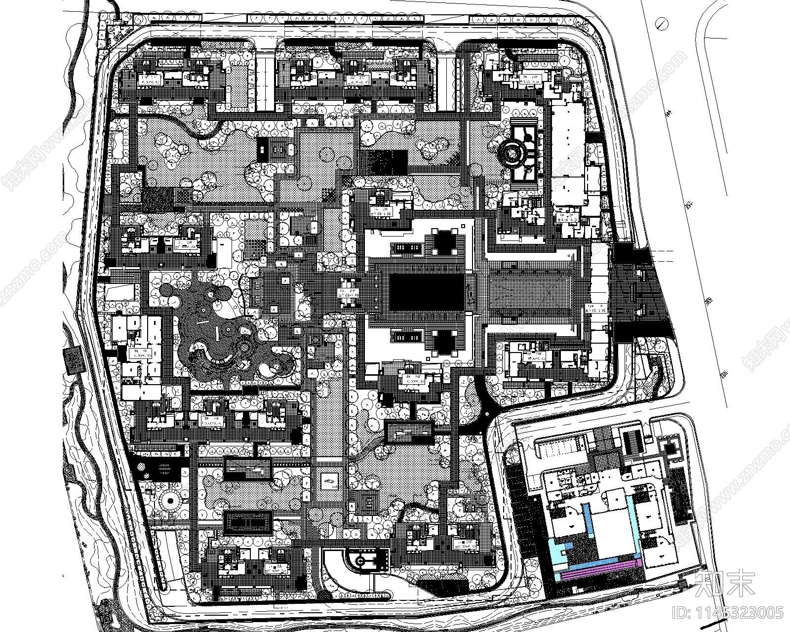 公园绿化配置树木图例施工图下载【ID:1145323005】