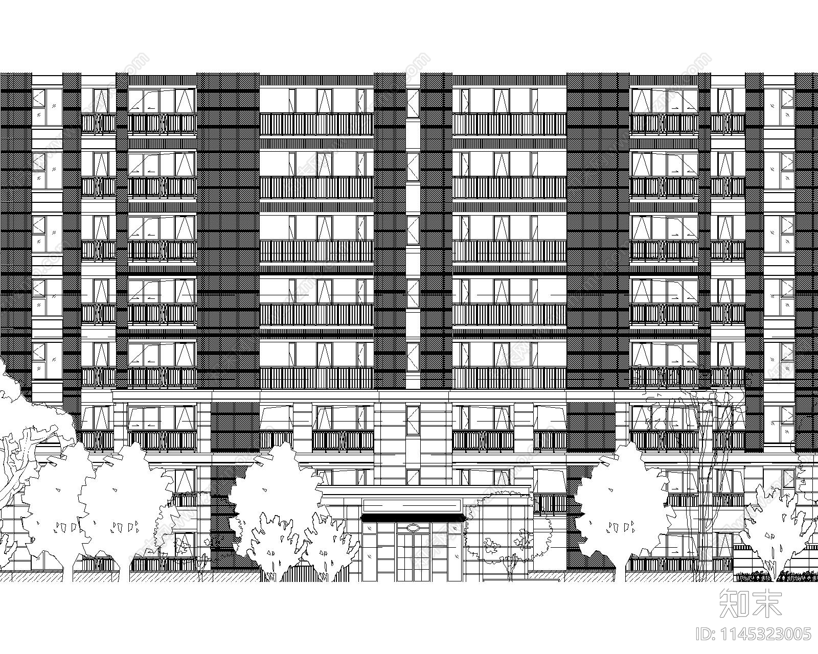 公园绿化配置树木图例施工图下载【ID:1145323005】