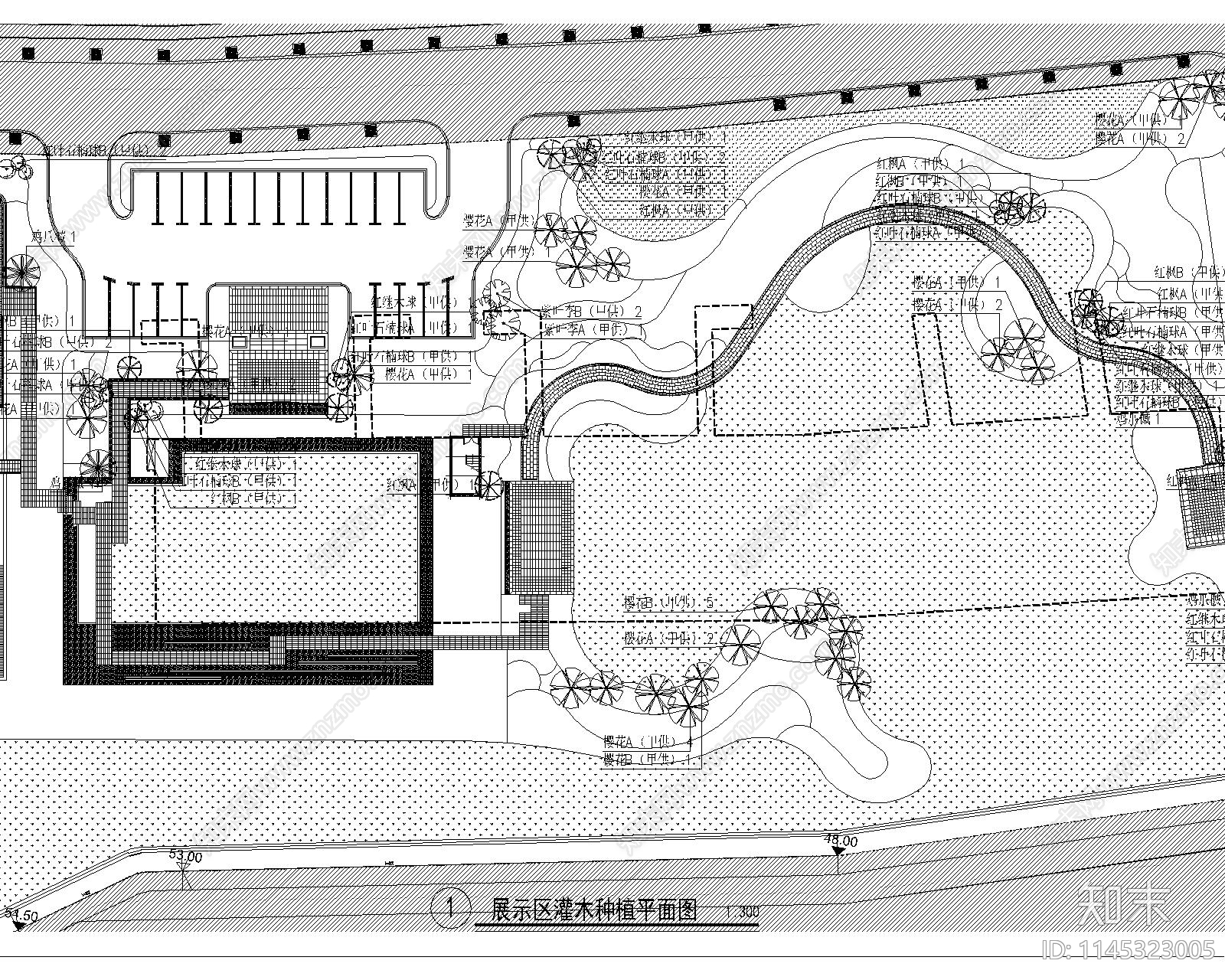 公园绿化配置树木图例施工图下载【ID:1145323005】