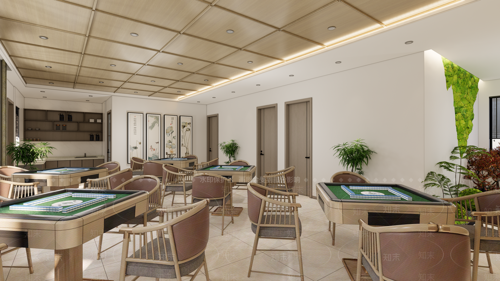 新中式棋牌室SU模型下载【ID:1145326074】