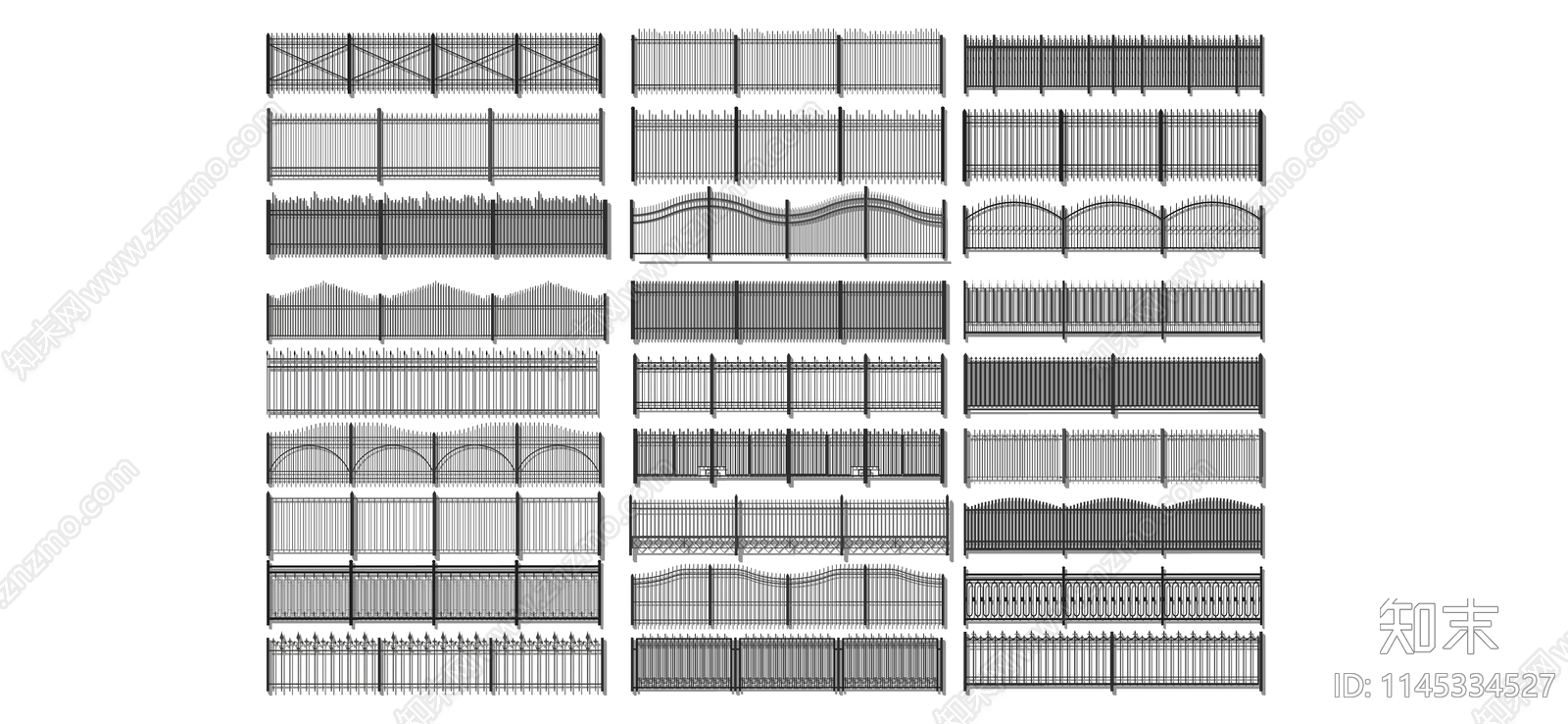 现代围栏护栏SU模型下载【ID:1145334527】