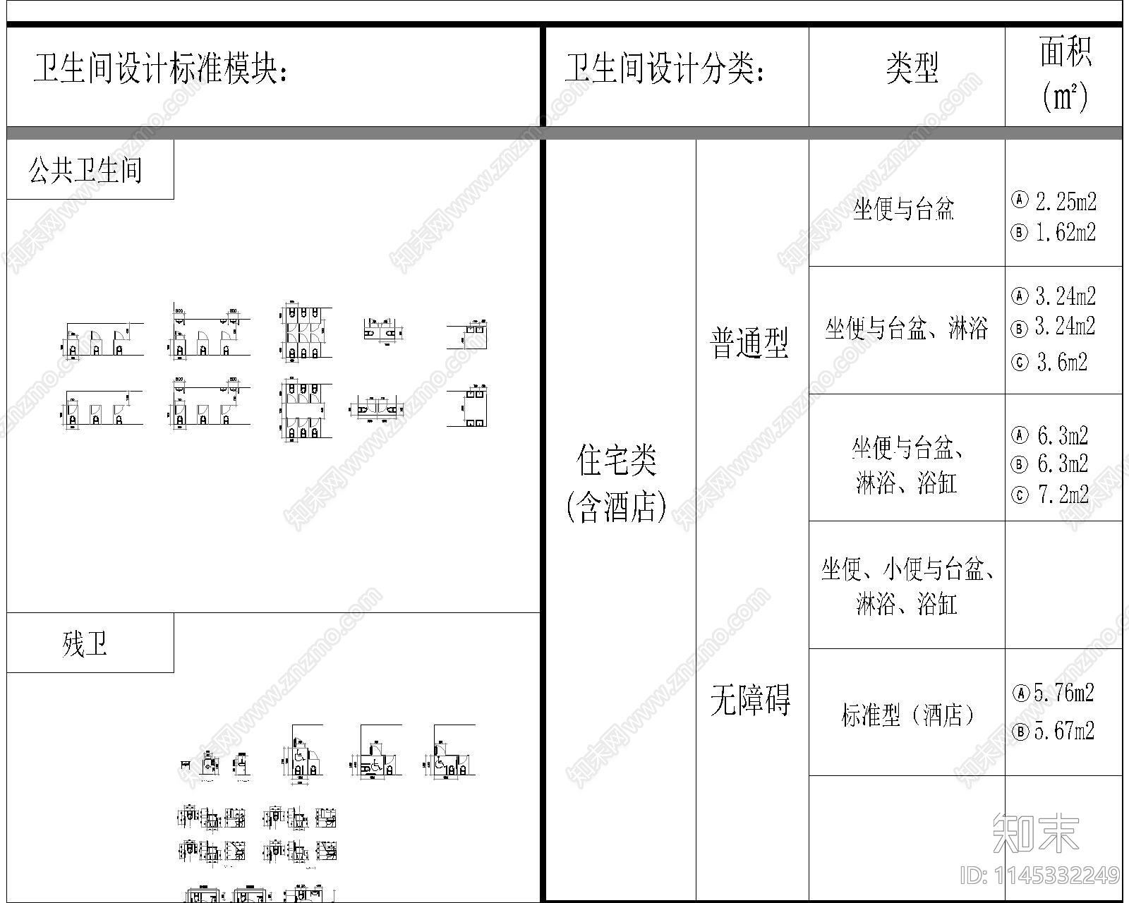 建筑卫生间设计标准图集图库施工图下载【ID:1145332249】