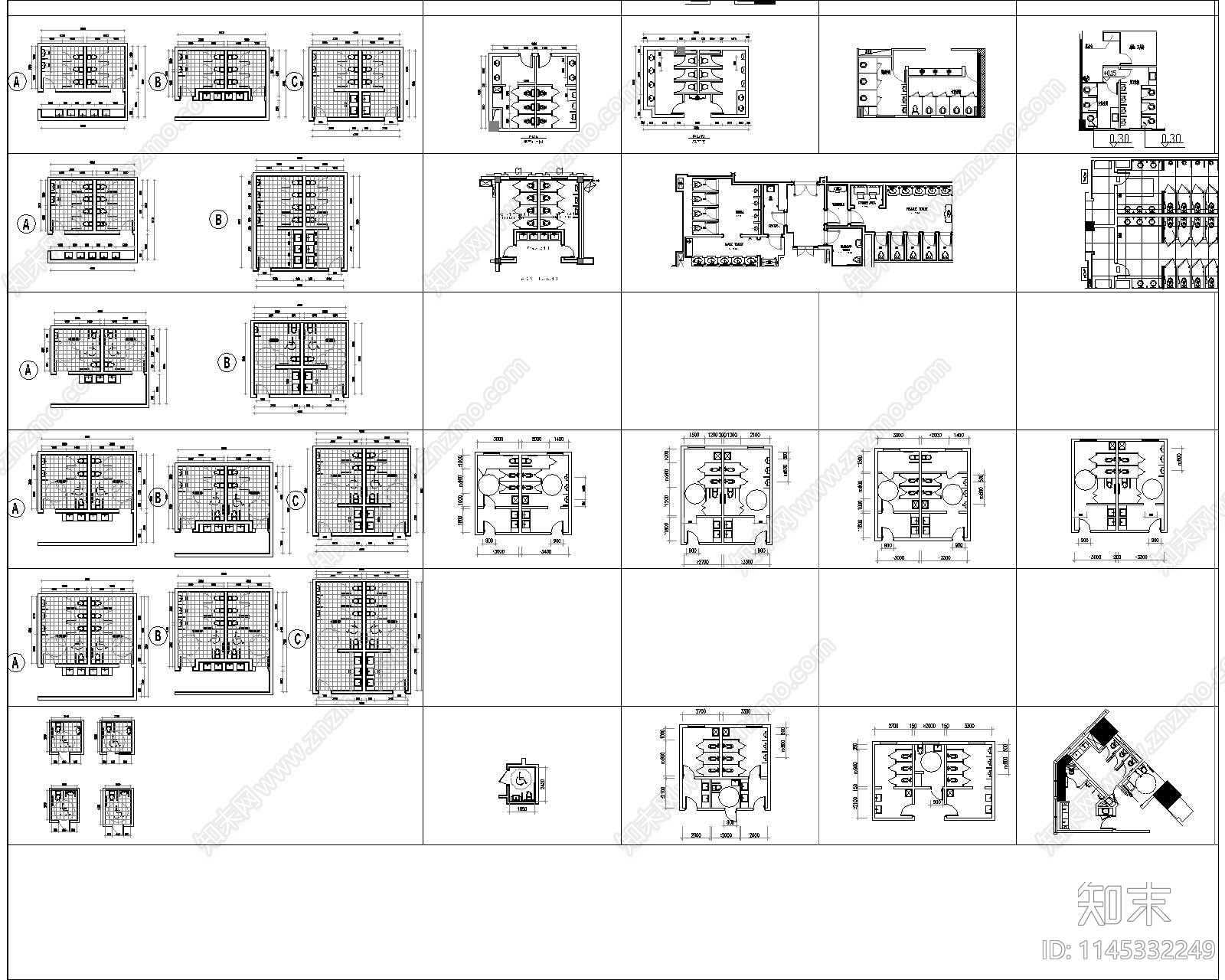 建筑卫生间设计标准图集图库施工图下载【ID:1145332249】