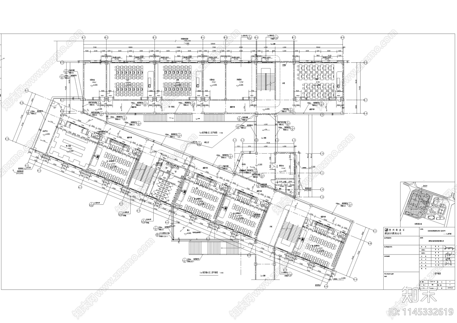 中学建筑cad施工图下载【ID:1145332619】