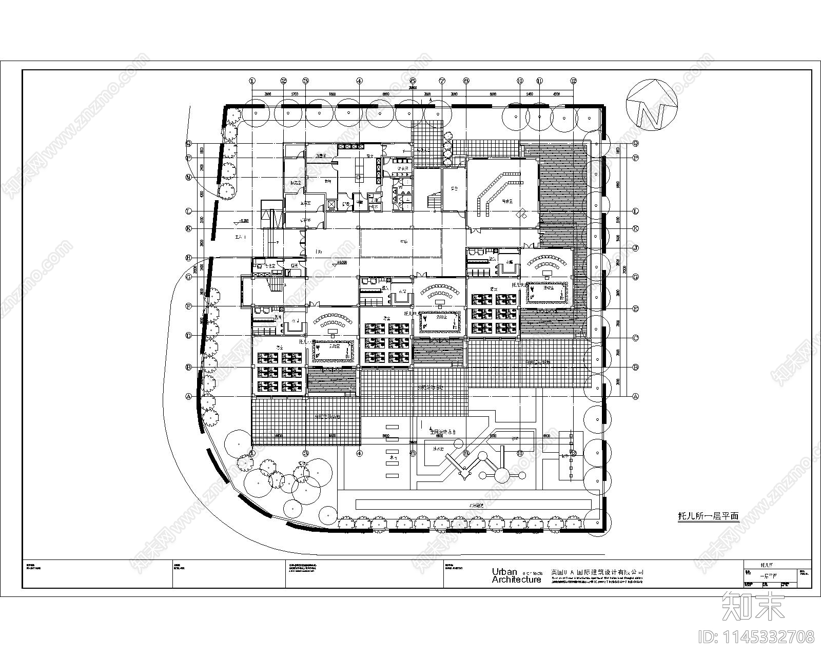 幼儿园建筑cad施工图下载【ID:1145332708】