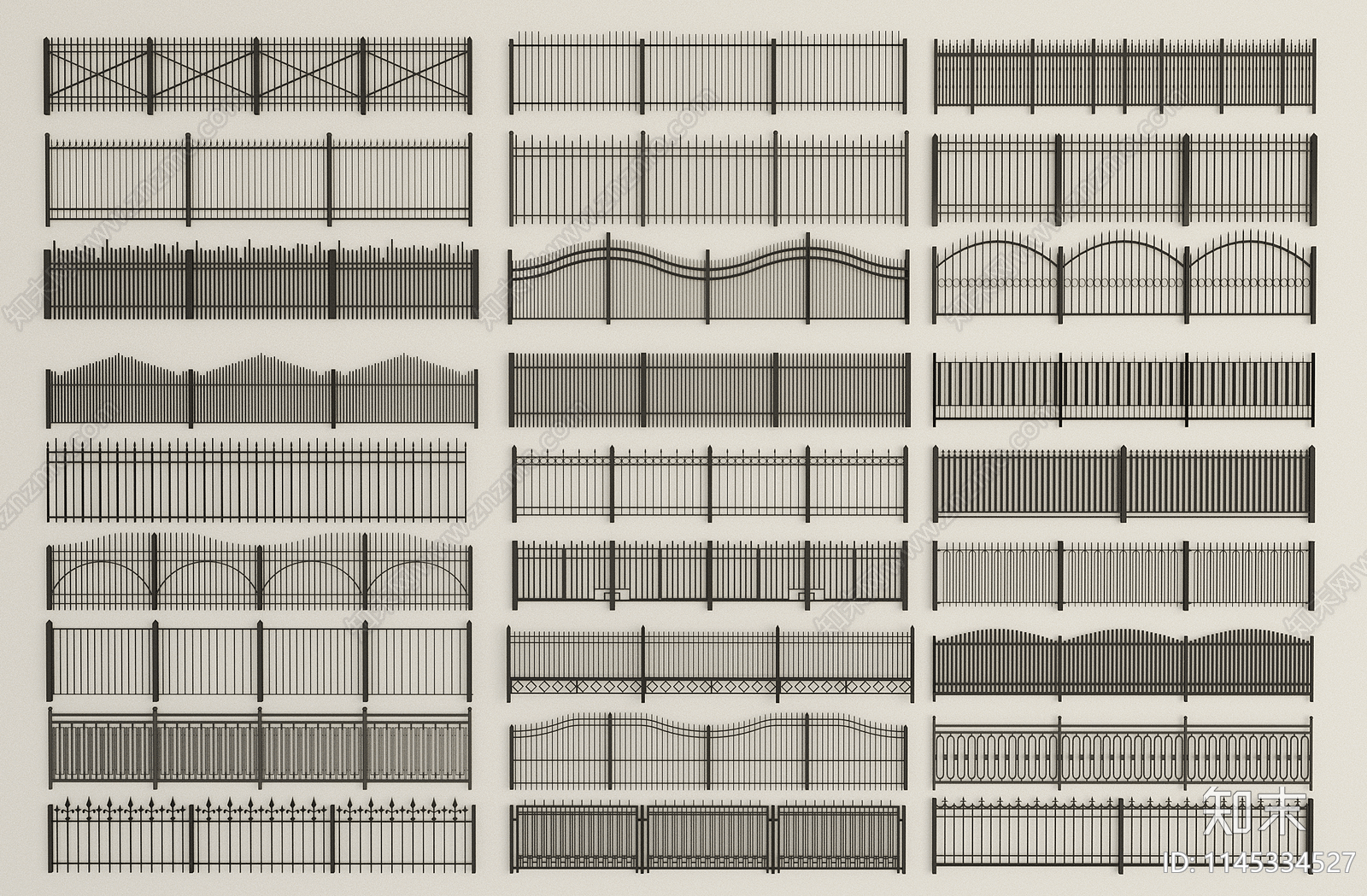 现代围栏护栏SU模型下载【ID:1145334527】