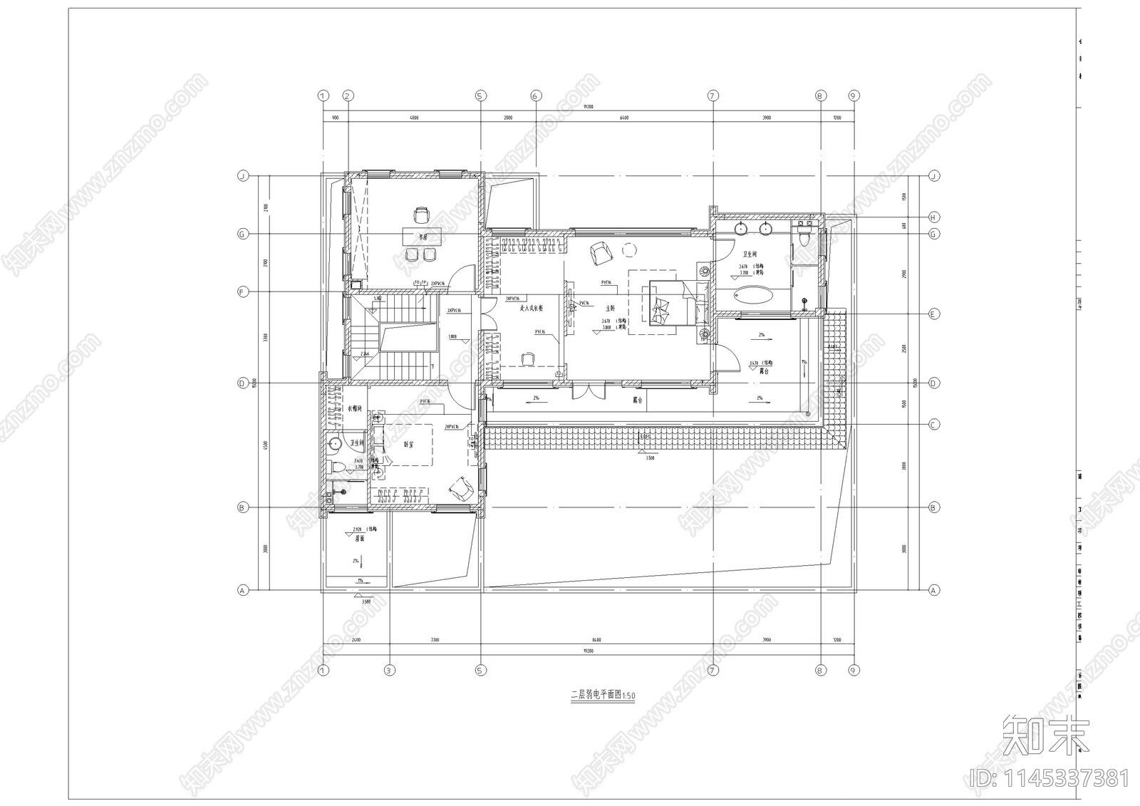 别墅建筑电气设计cad施工图下载【ID:1145337381】