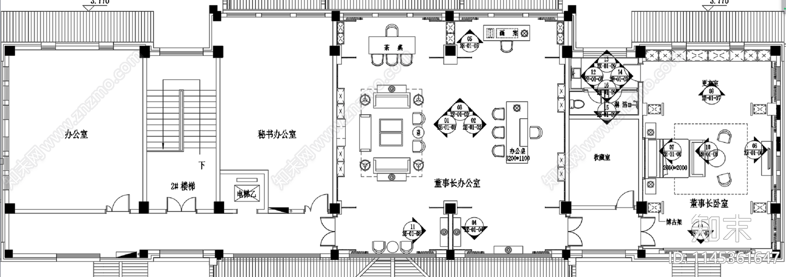 办公室cad施工图下载【ID:1145361647】