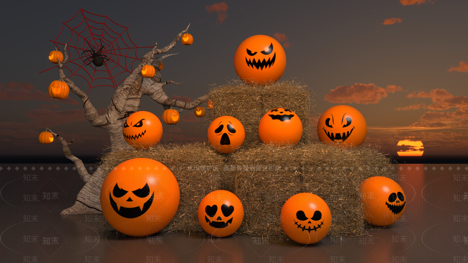 现代万圣节美陈3D模型下载【ID:1145359219】