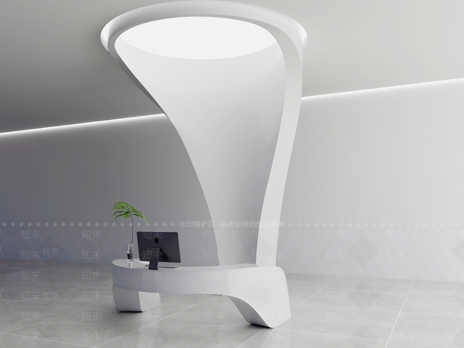 现代异形接待台3D模型下载【ID:1145355241】