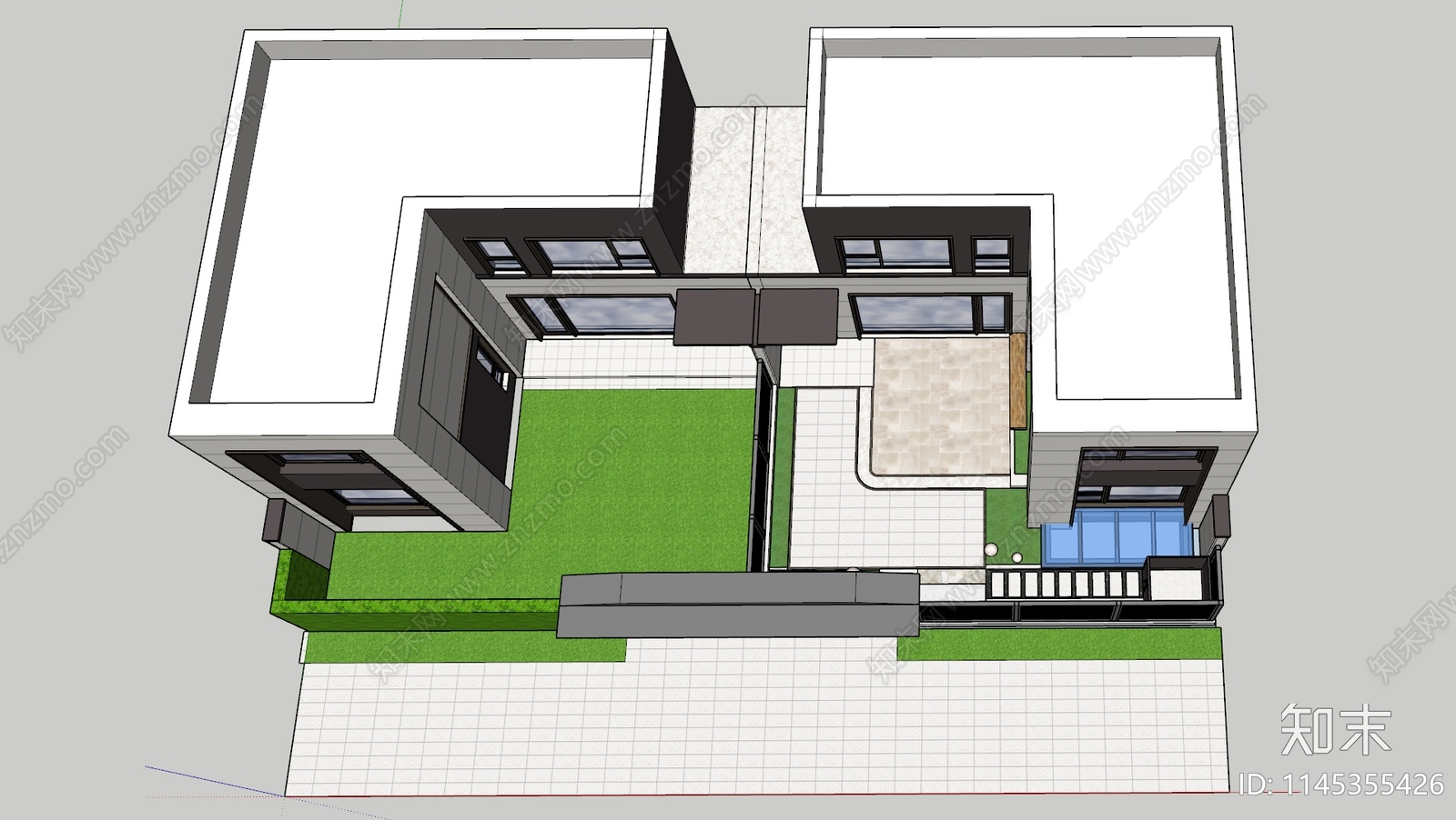 现代庭院花园SU模型下载【ID:1145355426】