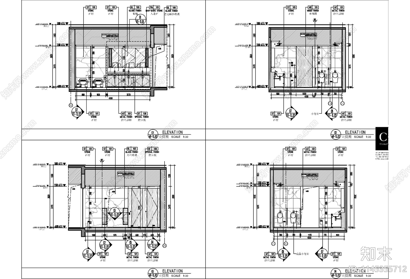 公共卫生间详图cad施工图下载【ID:1145355712】