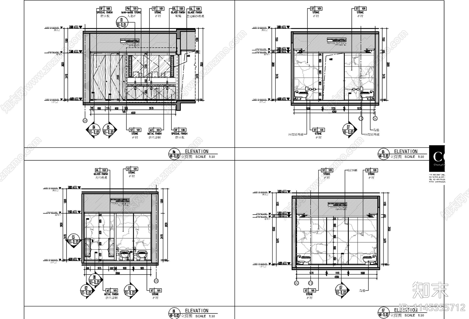 公共卫生间详图cad施工图下载【ID:1145355712】