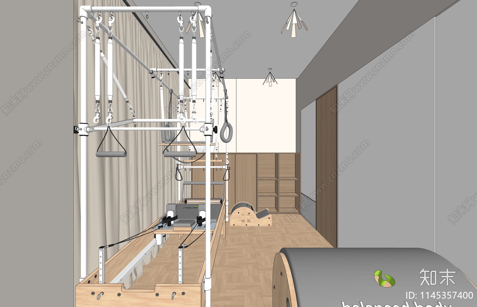 侘寂风格瑜伽普拉提馆SU模型下载【ID:1145357400】