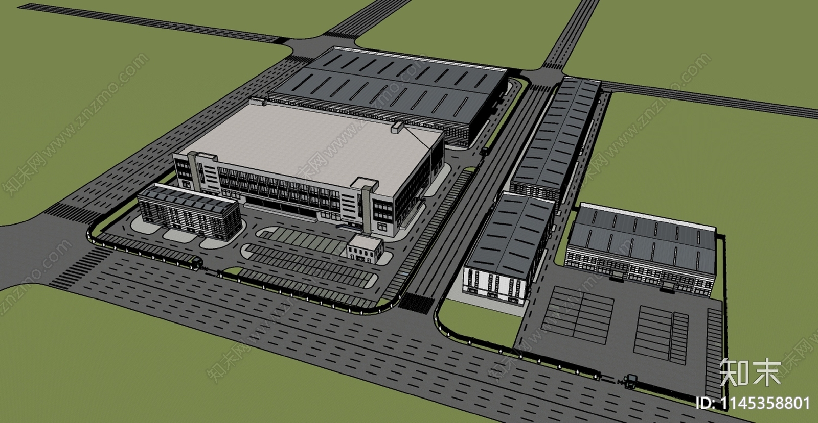 现代厂房SU模型下载【ID:1145358801】