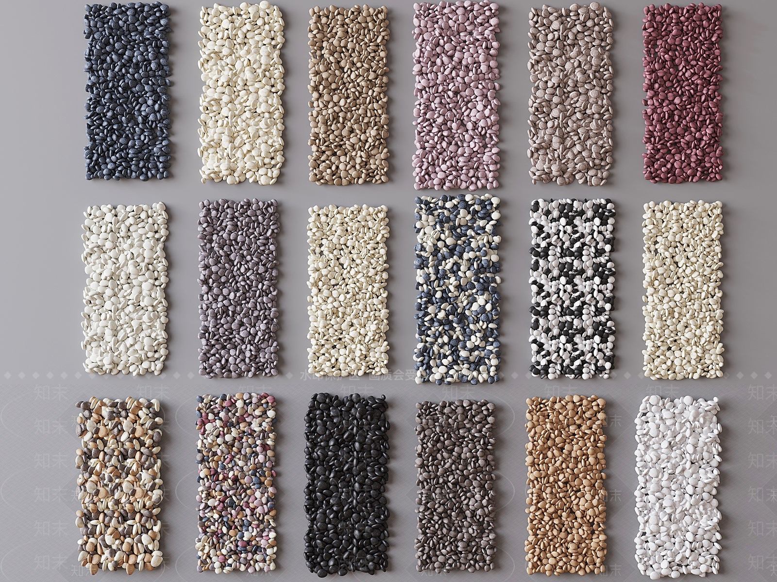 现代鹅卵石组合3D模型下载【ID:1145359479】