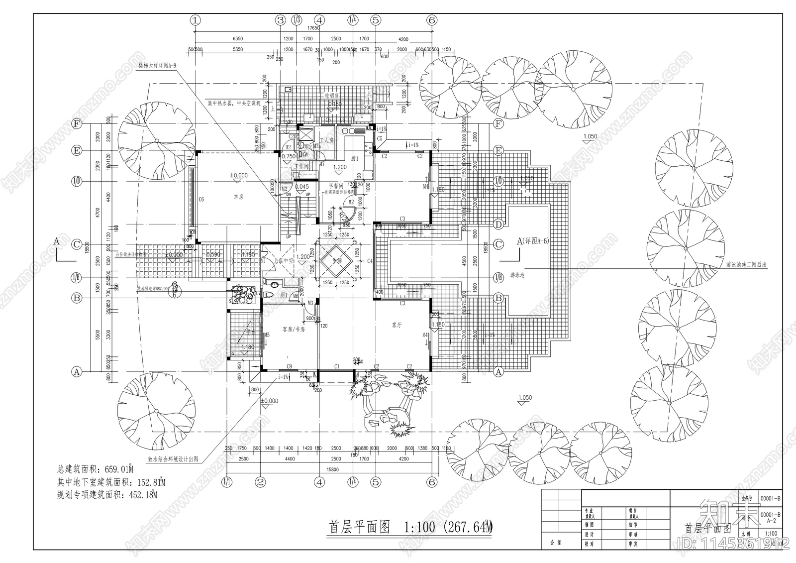 中式别墅施工详图cad施工图下载【ID:1145361912】