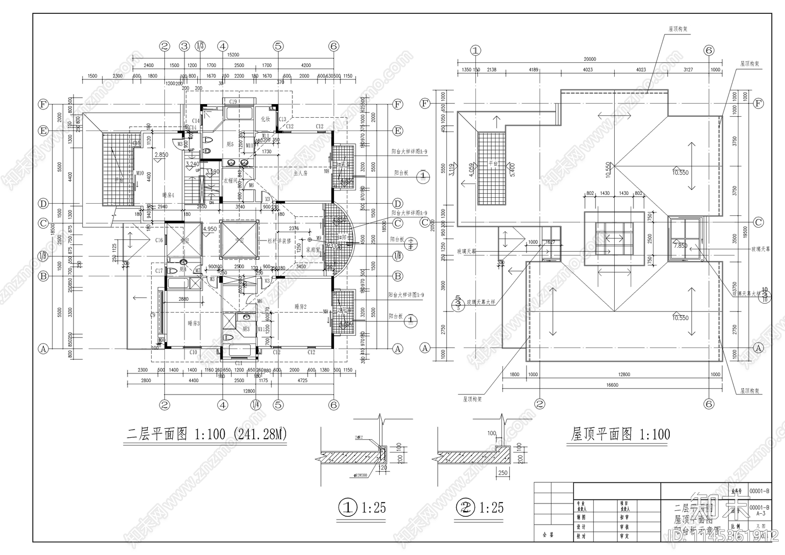 中式别墅施工详图cad施工图下载【ID:1145361912】