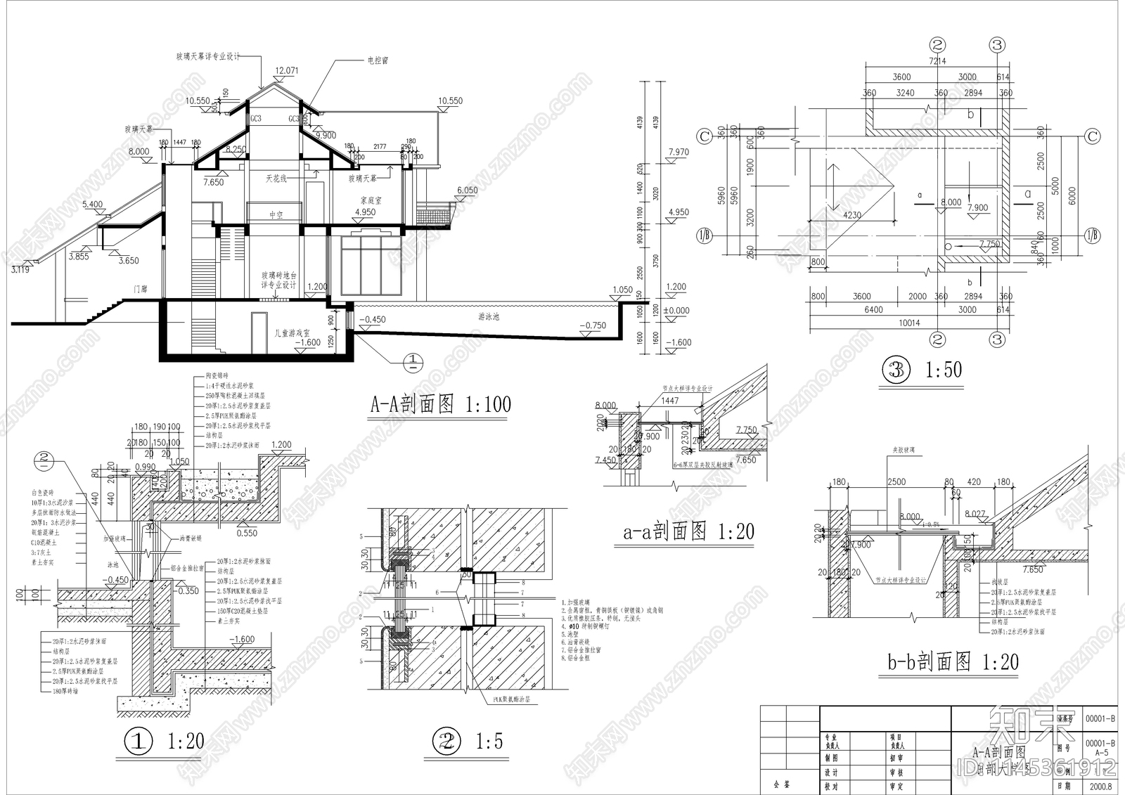 中式别墅施工详图cad施工图下载【ID:1145361912】