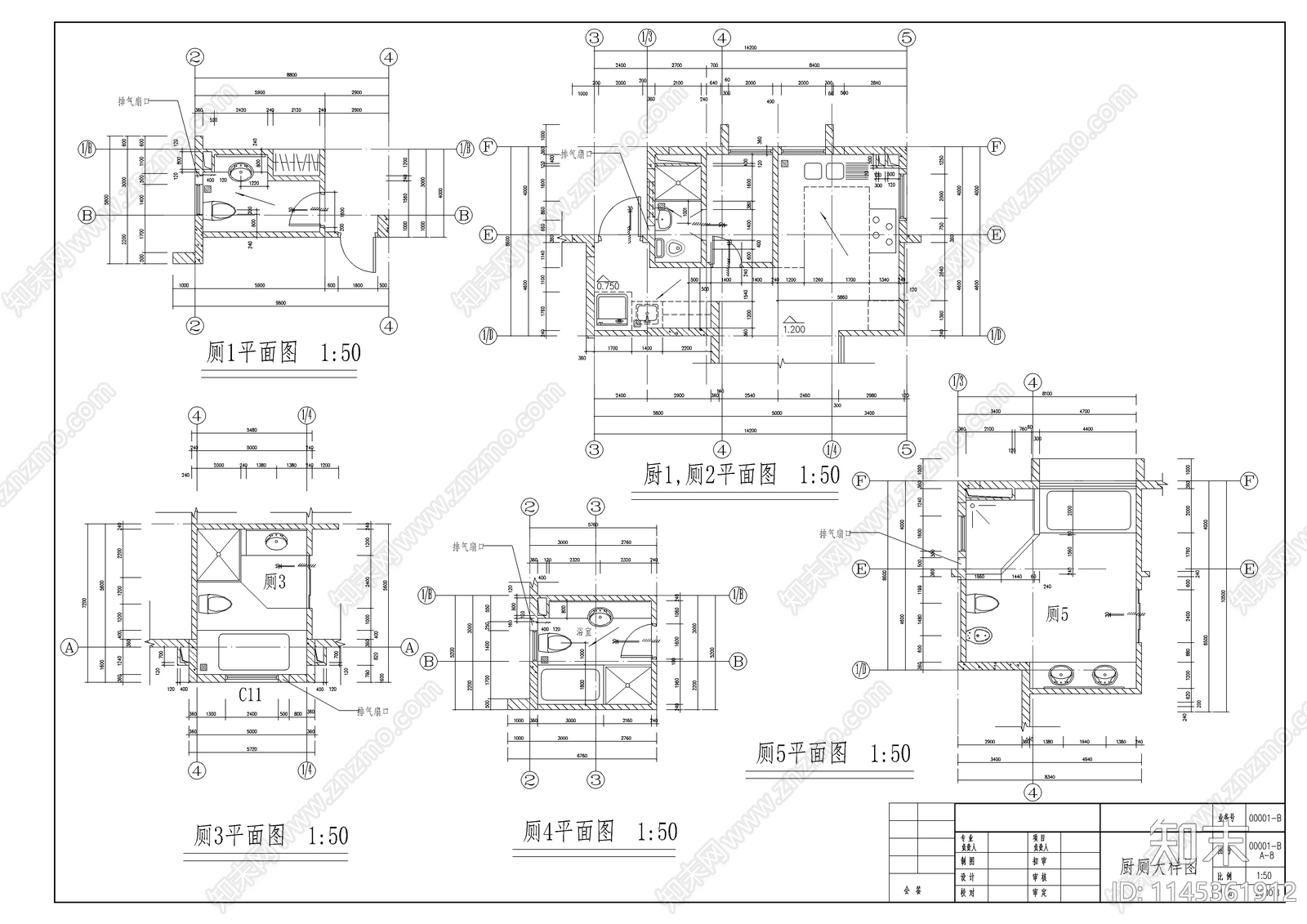 中式别墅施工详图cad施工图下载【ID:1145361912】