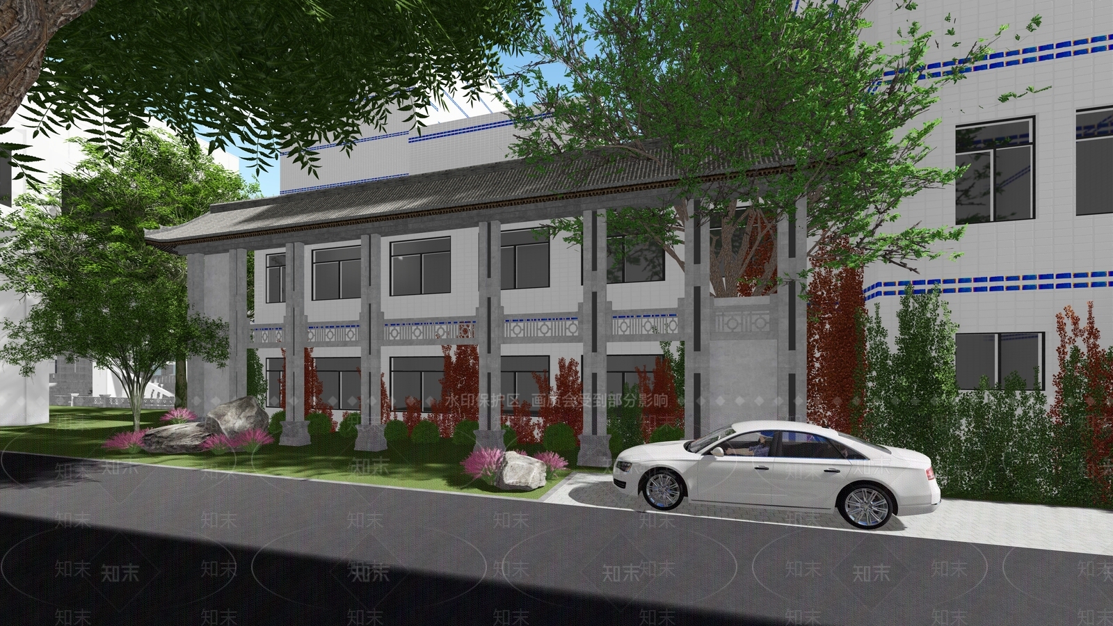 新中式医疗建筑SU模型下载【ID:1145365229】