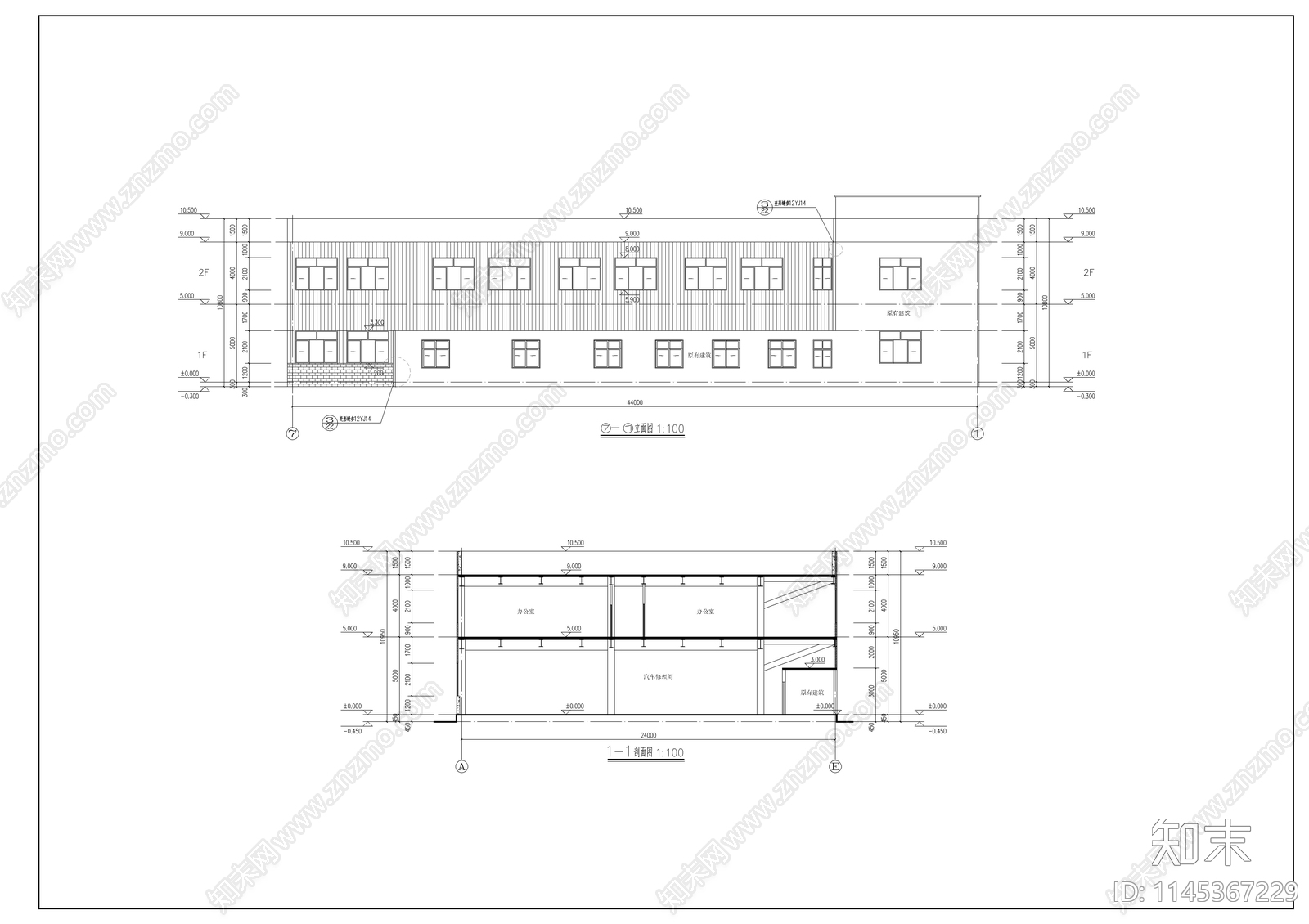 汽车修理车间建筑详图cad施工图下载【ID:1145367229】