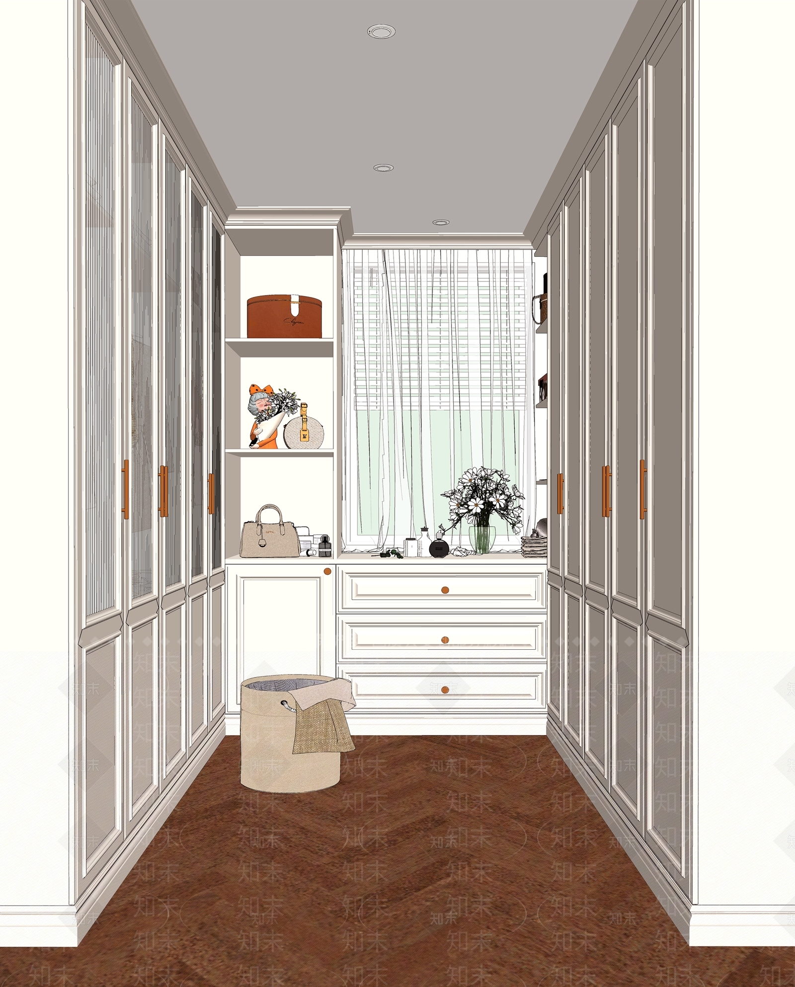 法式衣帽间SU模型下载【ID:1145372801】