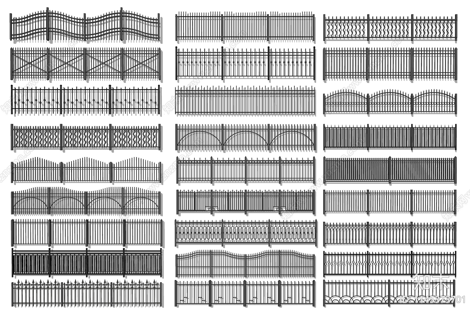 现代栅栏SU模型下载【ID:1145373701】