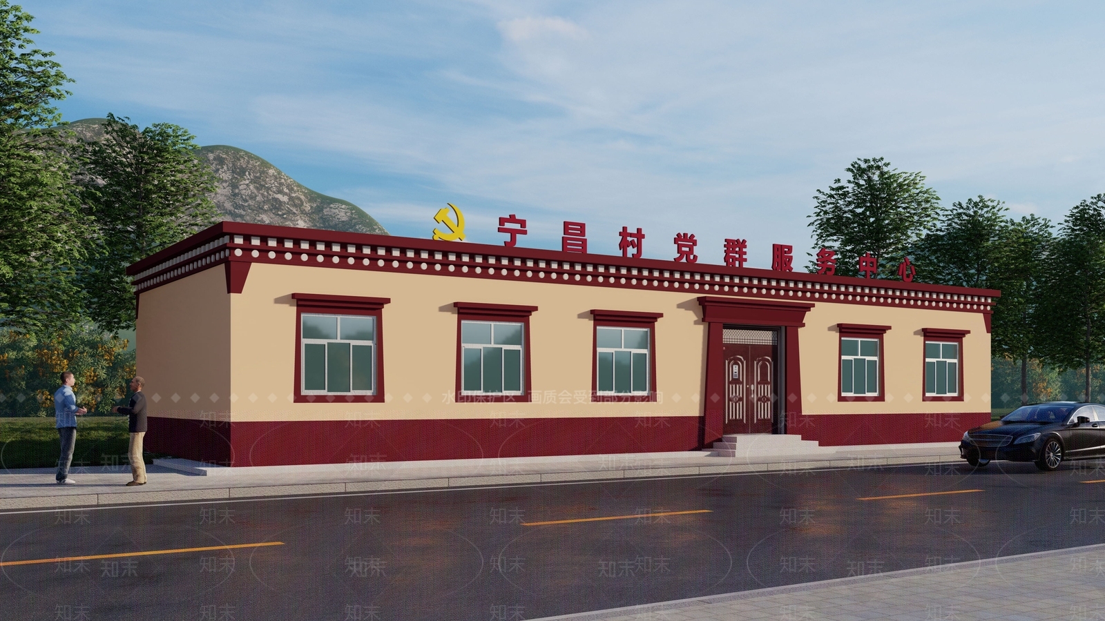 中式藏族风格村委会SU模型下载【ID:1145375072】