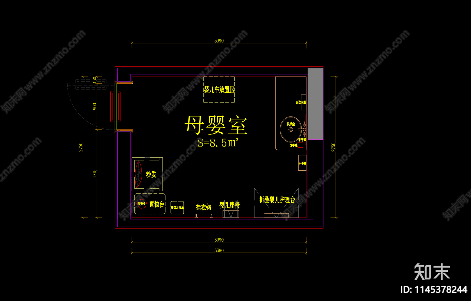 母婴室平面布置图施工图下载【ID:1145378244】