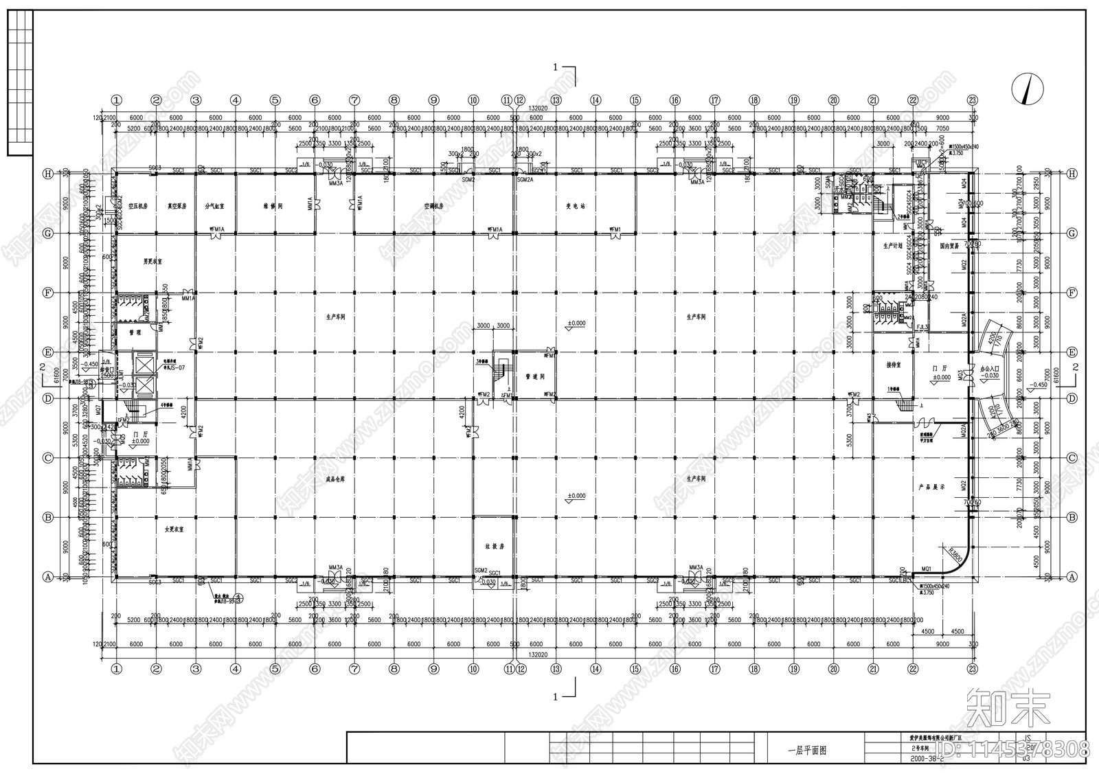 奉化爱伊美二号厂房建筑cad施工图下载【ID:1145378308】