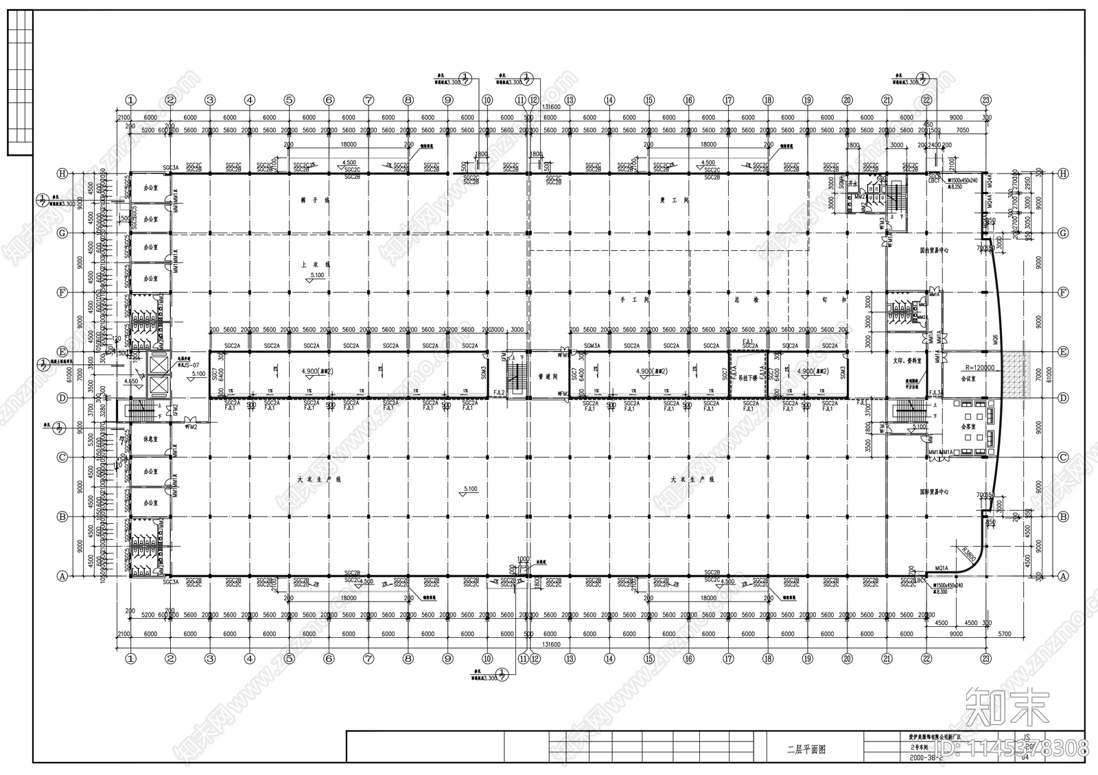 奉化爱伊美二号厂房建筑cad施工图下载【ID:1145378308】