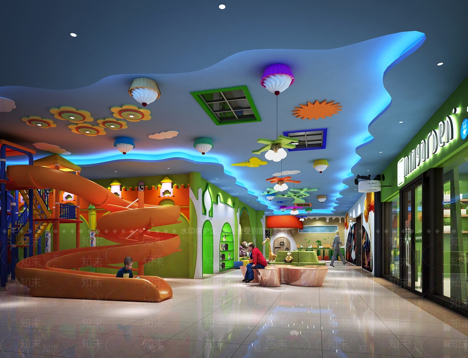 现代商场儿童游乐区3D模型下载【ID:1145447070】