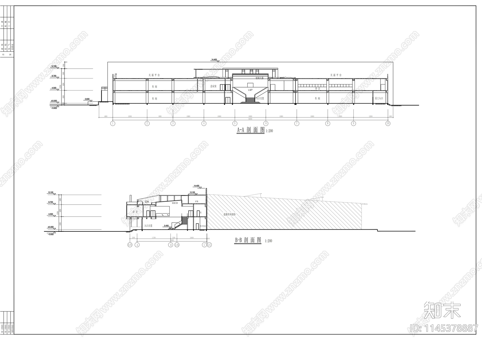 工业城规划建筑节点cad施工图下载【ID:1145378887】