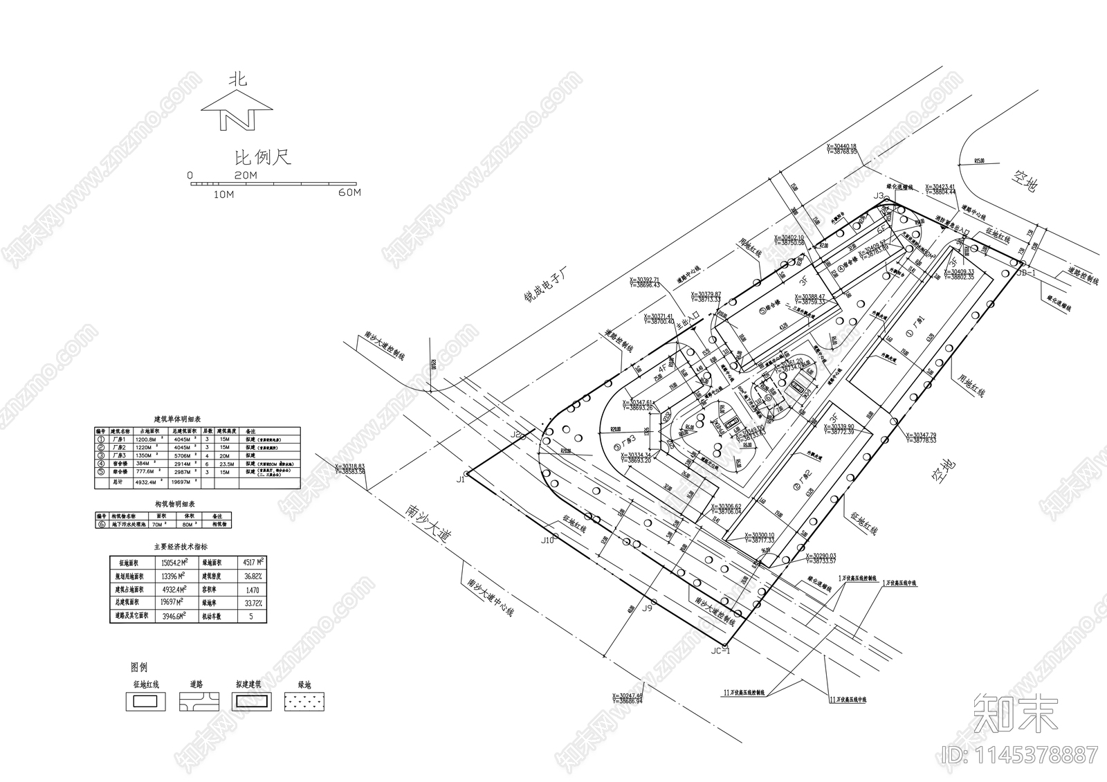 工业城规划建筑节点cad施工图下载【ID:1145378887】