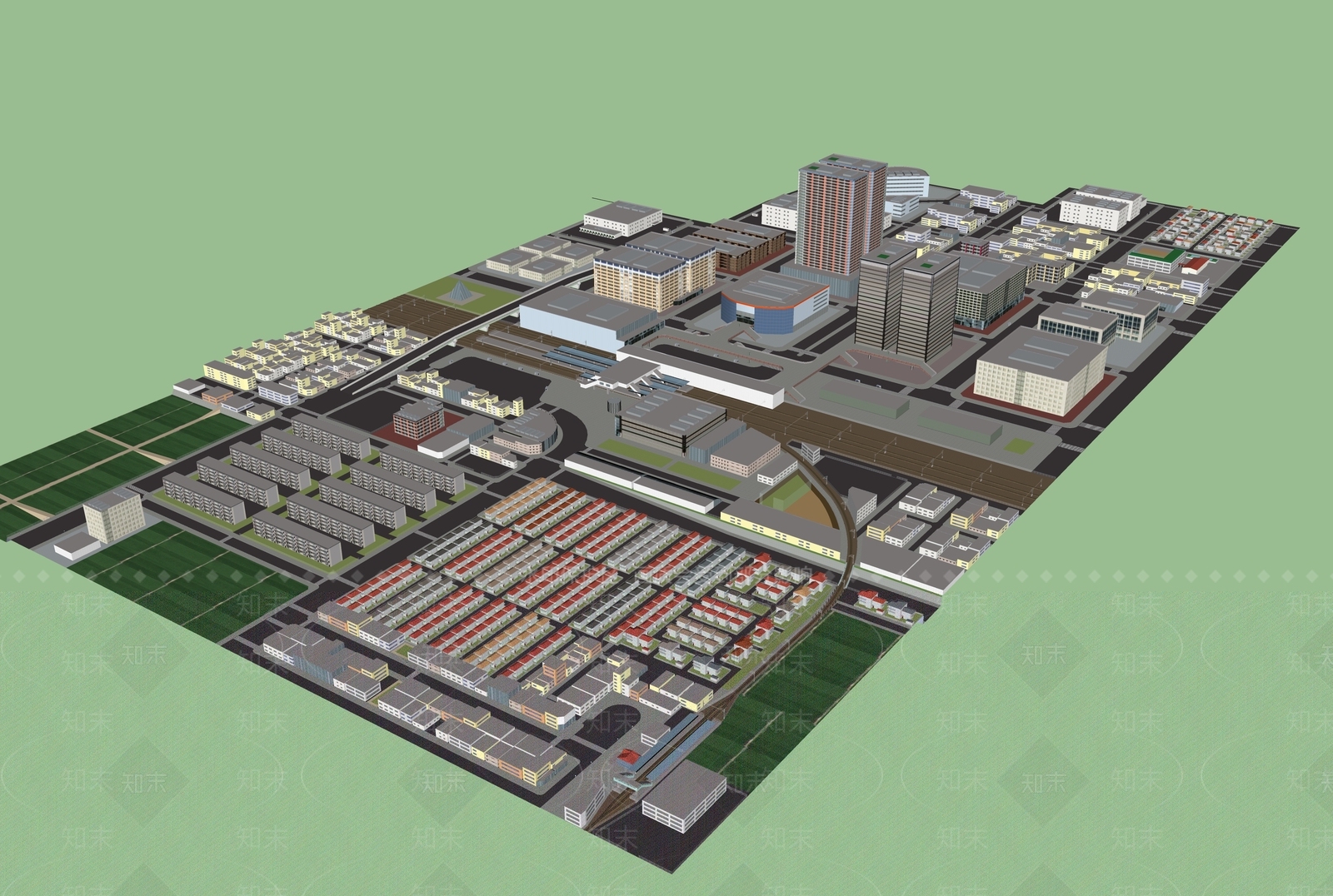 现代城市规划SU模型下载【ID:1145379182】