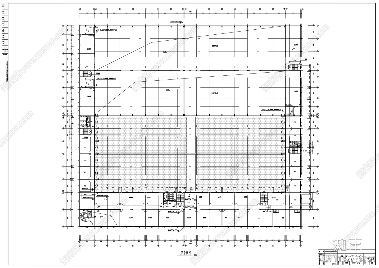 纺织科技工业园建筑cad施工图下载【ID:1145379721】