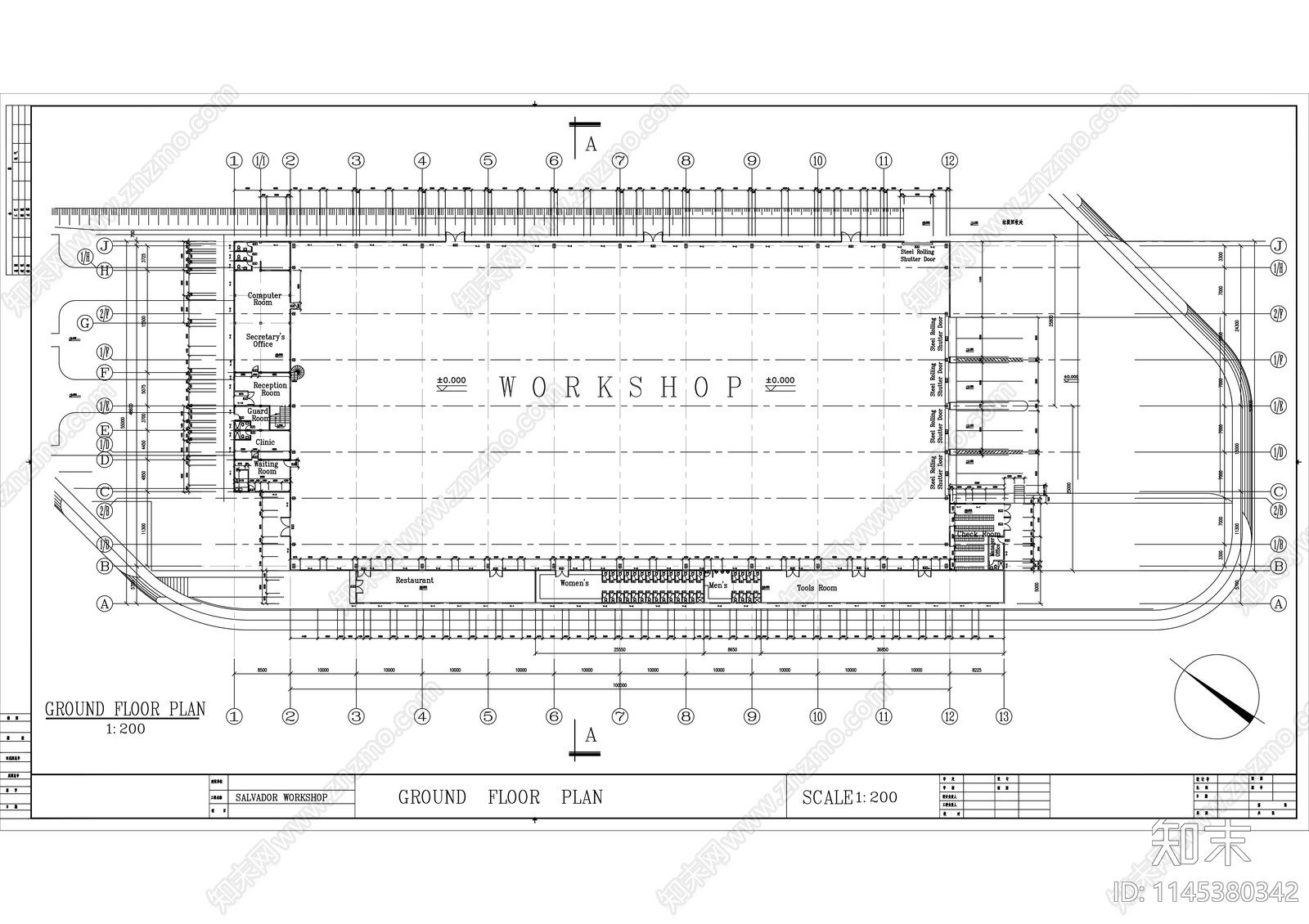 厂房建筑图cad施工图下载【ID:1145380342】