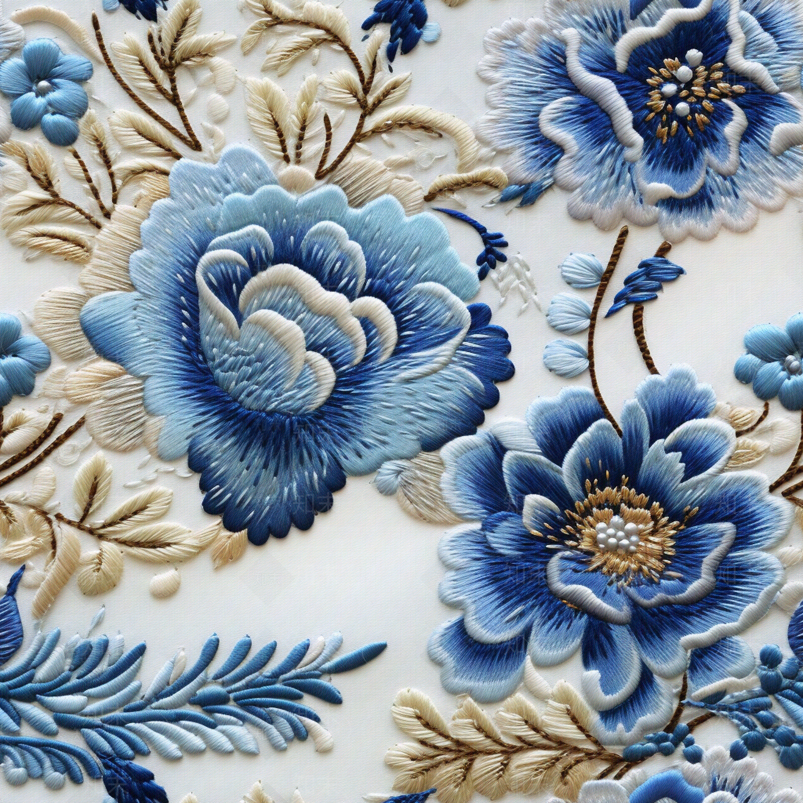 无缝花卉刺绣布料贴图下载【ID:1145380865】
