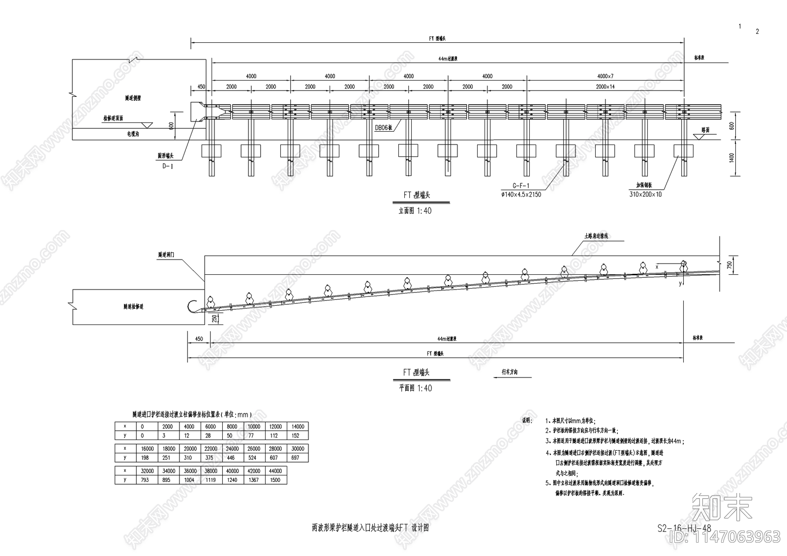 道路及隧道波形护栏cad施工图下载【ID:1147063963】