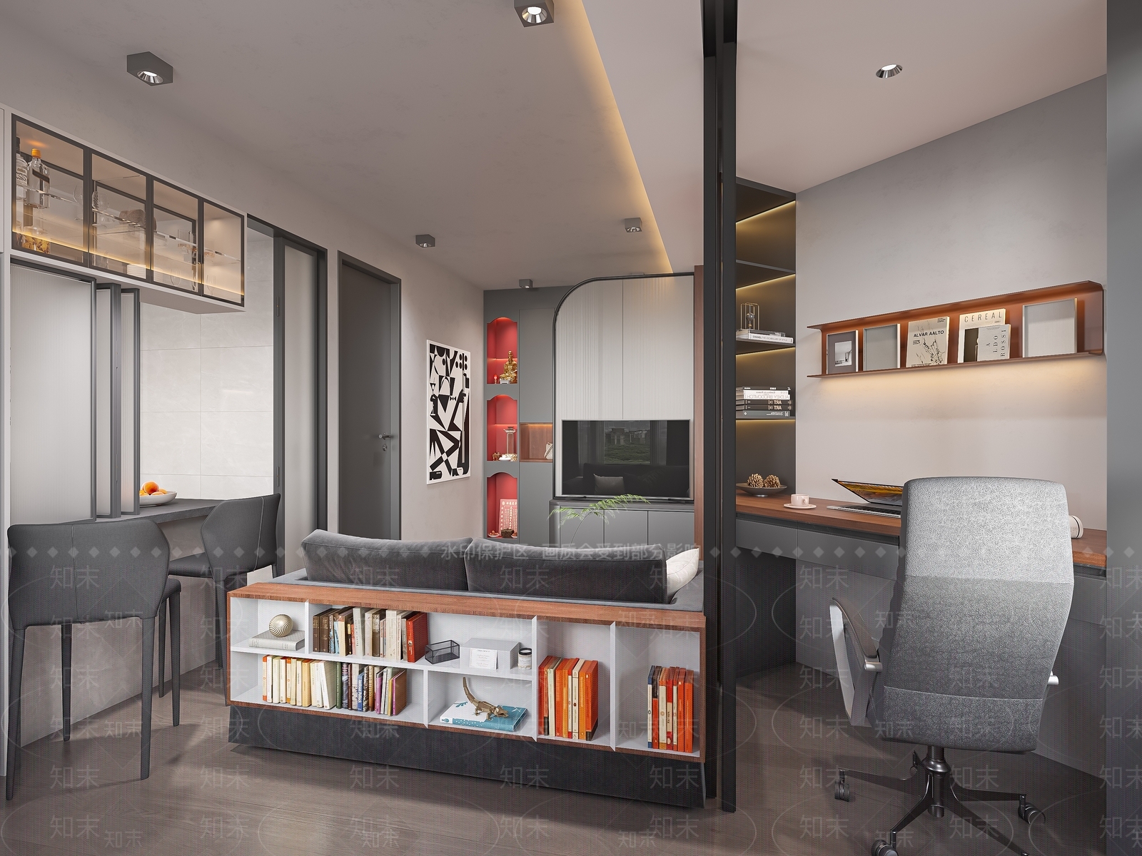 现代公寓客餐厅3D模型下载【ID:1145394957】