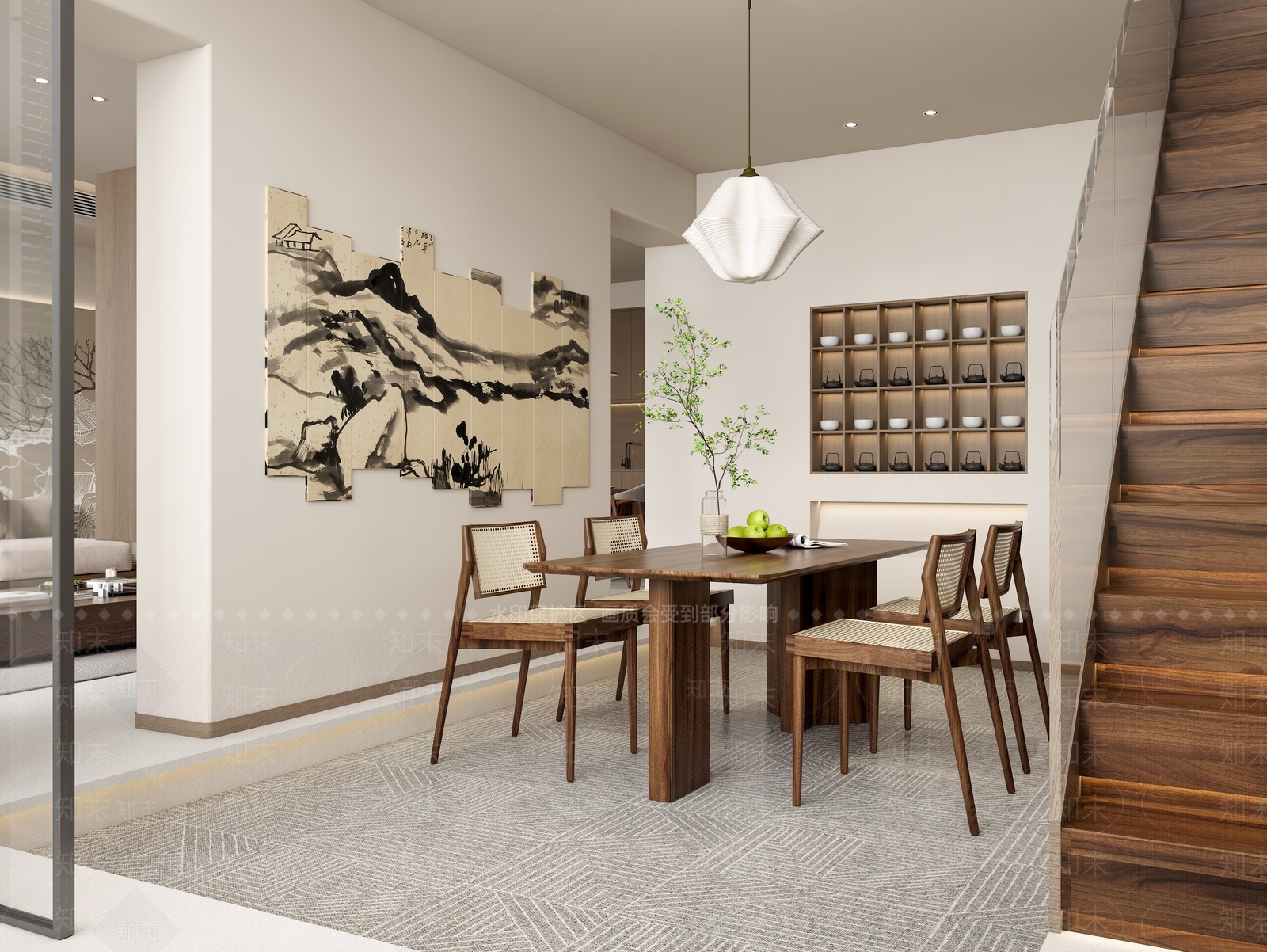 新中式家居阳台3D模型下载【ID:1145407896】