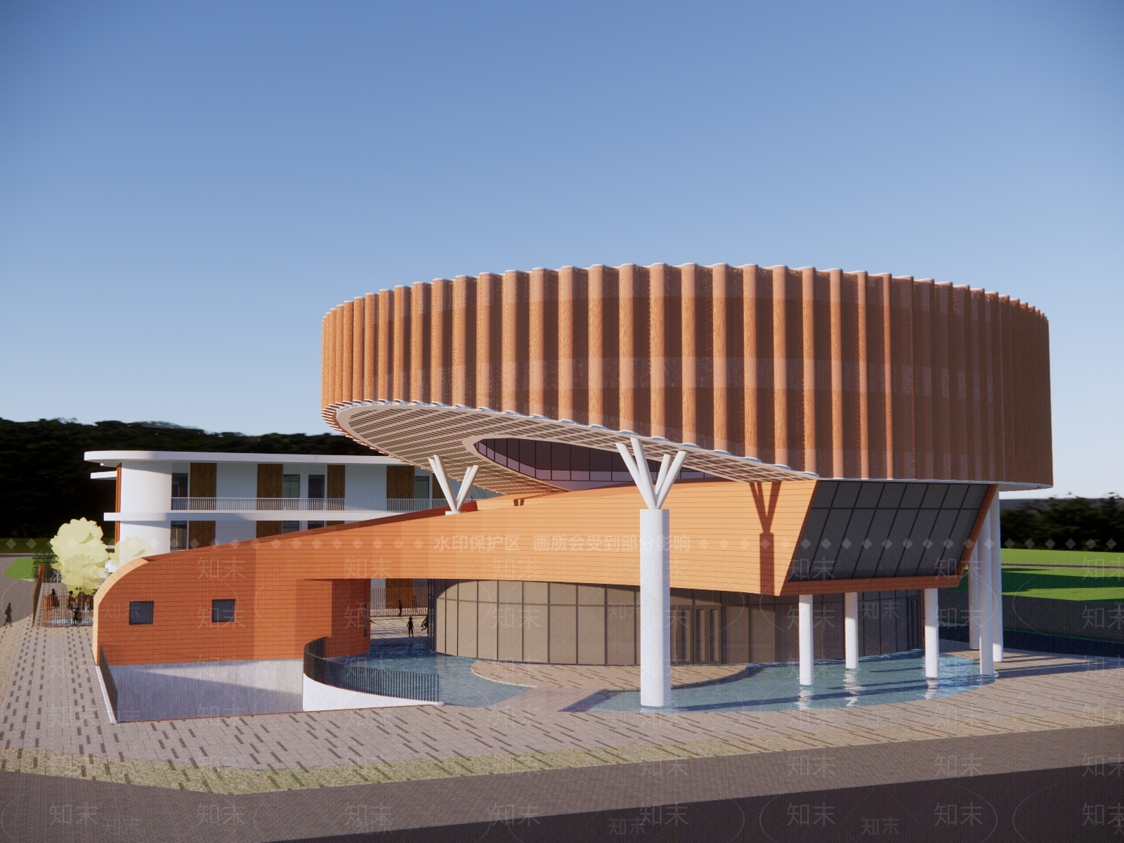 现代展览馆建筑SU模型下载【ID:1145406458】