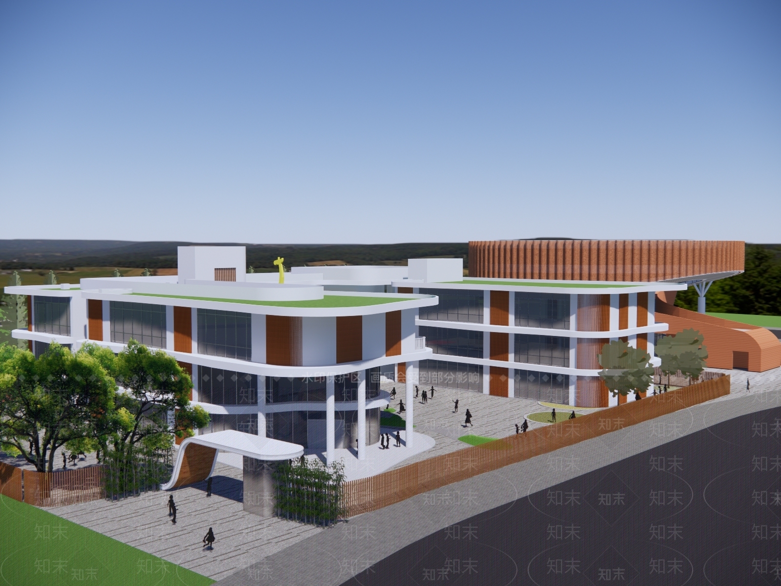 现代展览馆建筑SU模型下载【ID:1145406458】