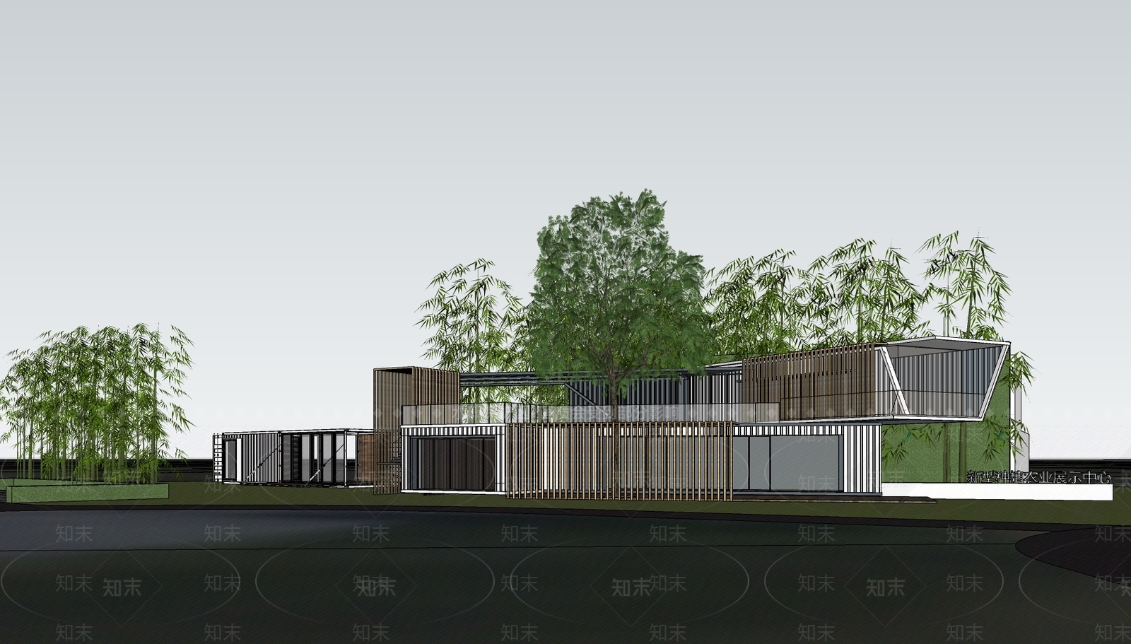 现代展览馆建筑SU模型下载【ID:1145406915】